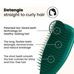 Tangle Teezer Ultimate Detangler two-tier teeth close-up for knot removal and smoothing.