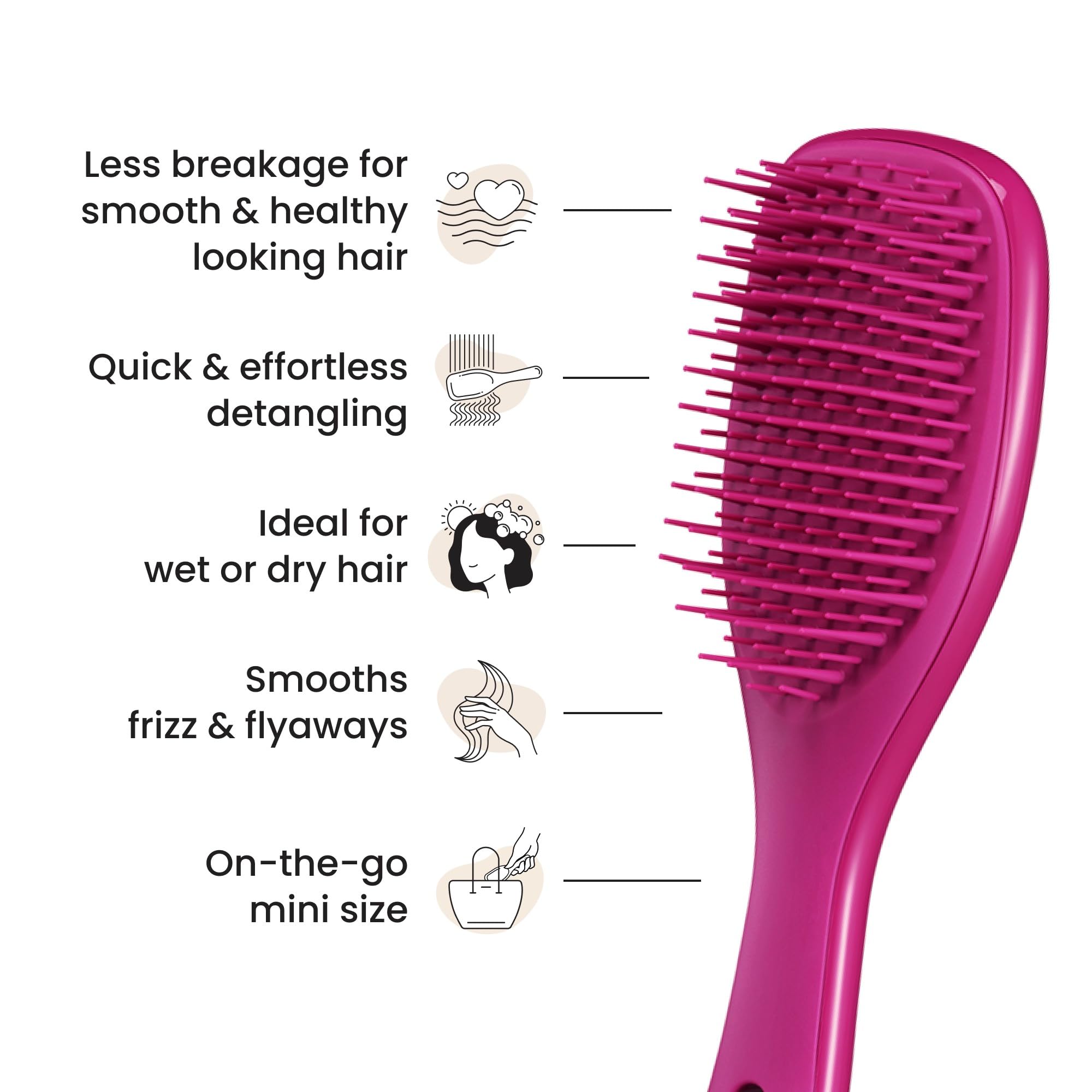 Tangle Teezer Ultimate Detangler two-tier teeth close-up highlights knot removal and frizz reduction