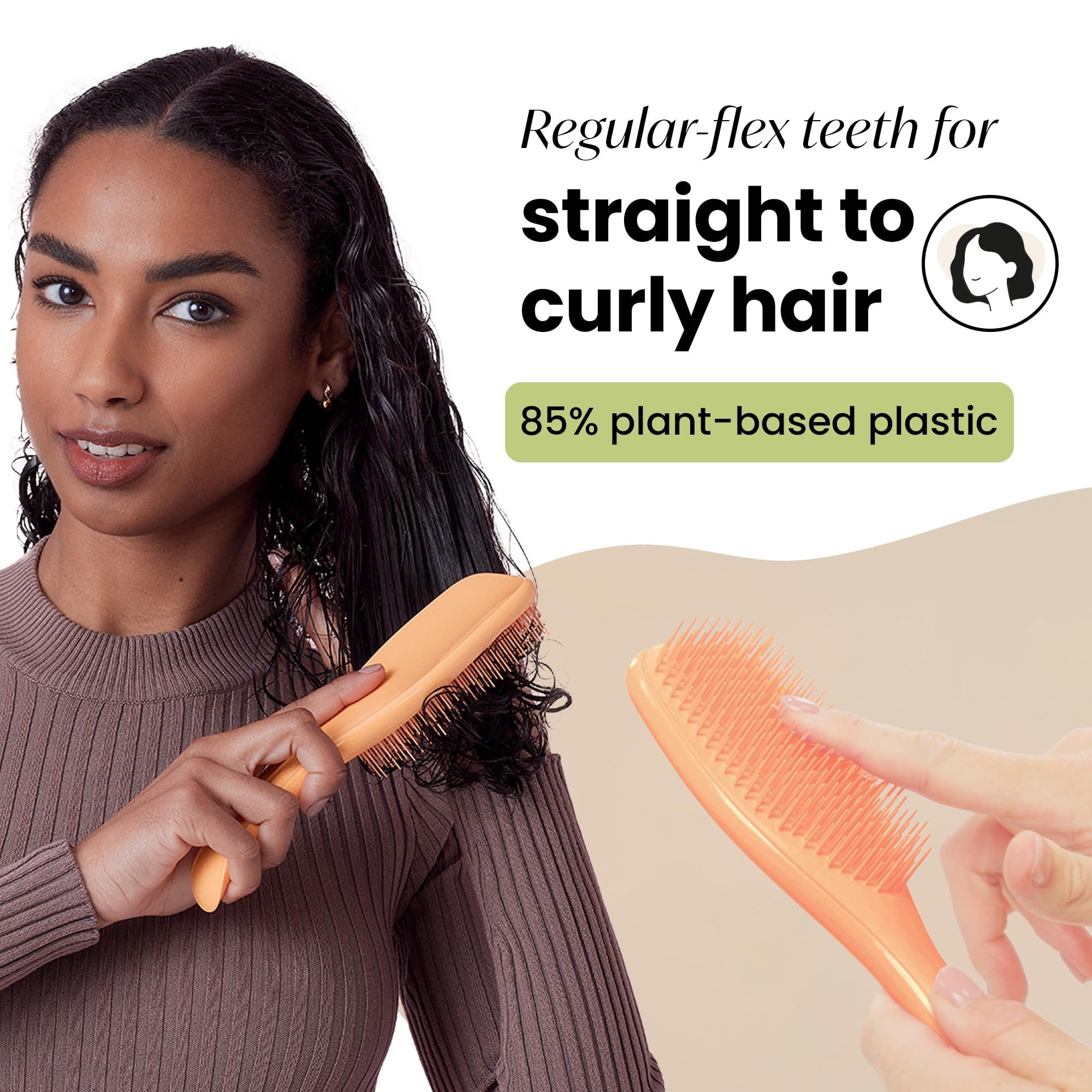 Tangle Teezer Wet-Dry Detangler in use demonstrates versatile detangling on all hair types