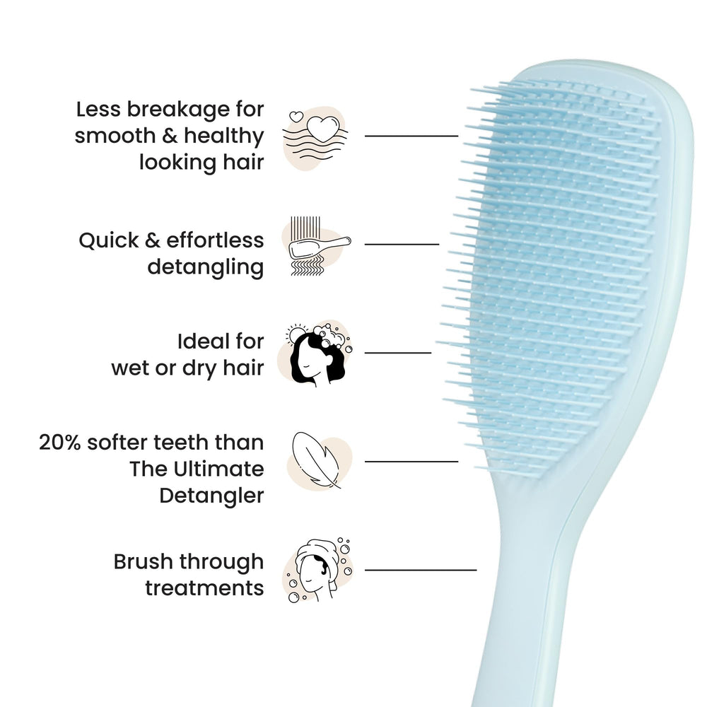Tangle Teezer soft-flex teeth detail, gentler glide on scalp