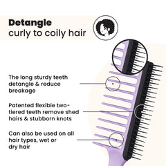 Tangle Teezer wide-tooth double sided design improves detangling speed and curl definition