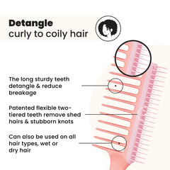 Tangle Teezer Wide Tooth Comb Peach double-sided teeth glide through knots gently.