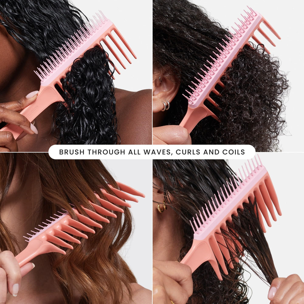 Tangle Teezer Wide Tooth Comb Peach wet-hair detangling evenly distributes conditioner.