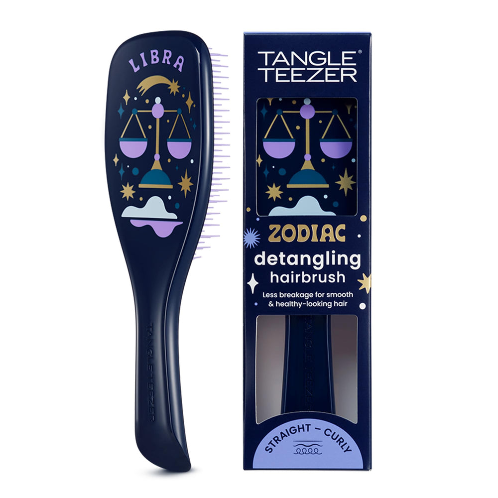 Tangle Teezer Libra zodiac artwork detangler for gentle detangling.