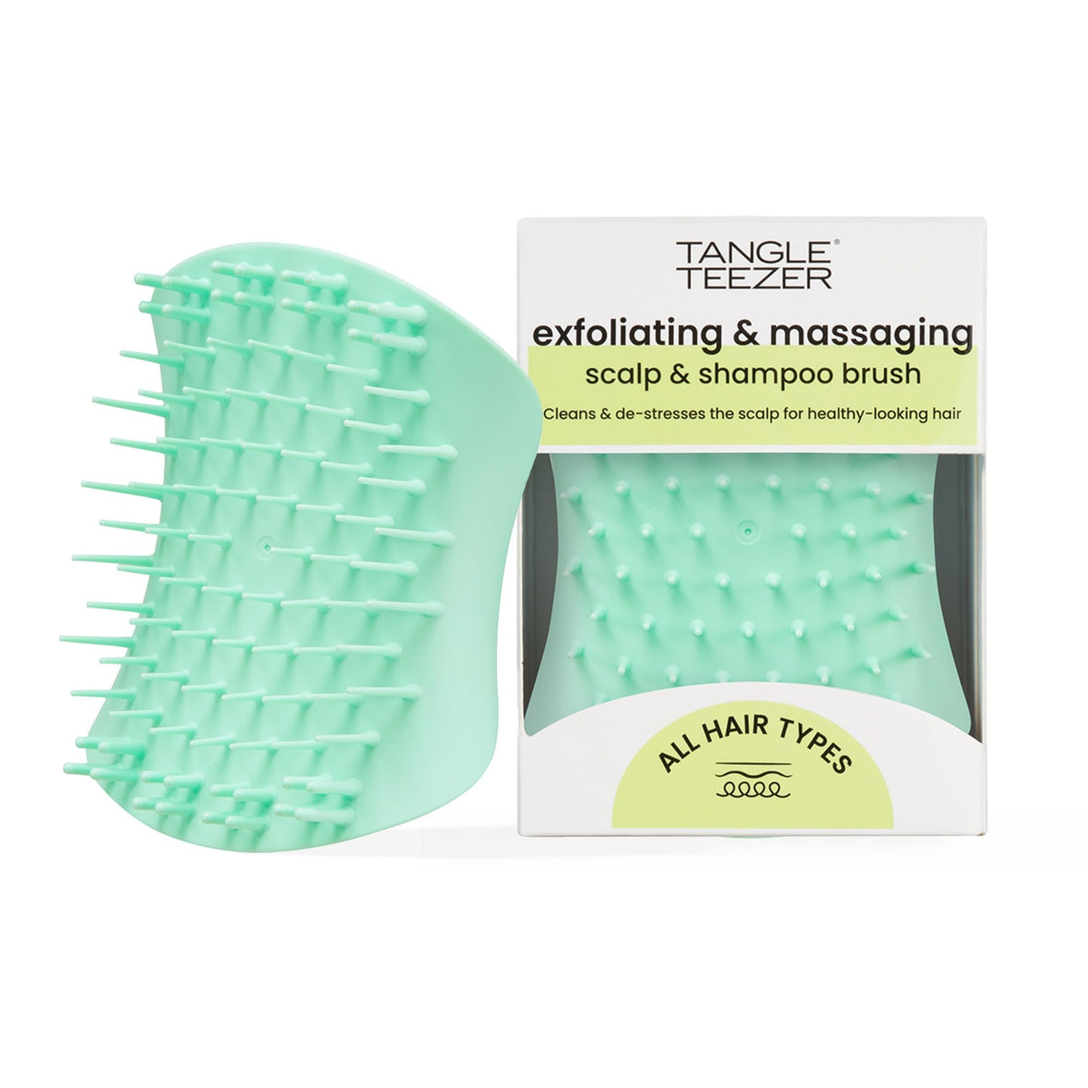 Tangle Teezer Scalp & Shampoo Hairbrush Mint exfoliate and massage the scalp.