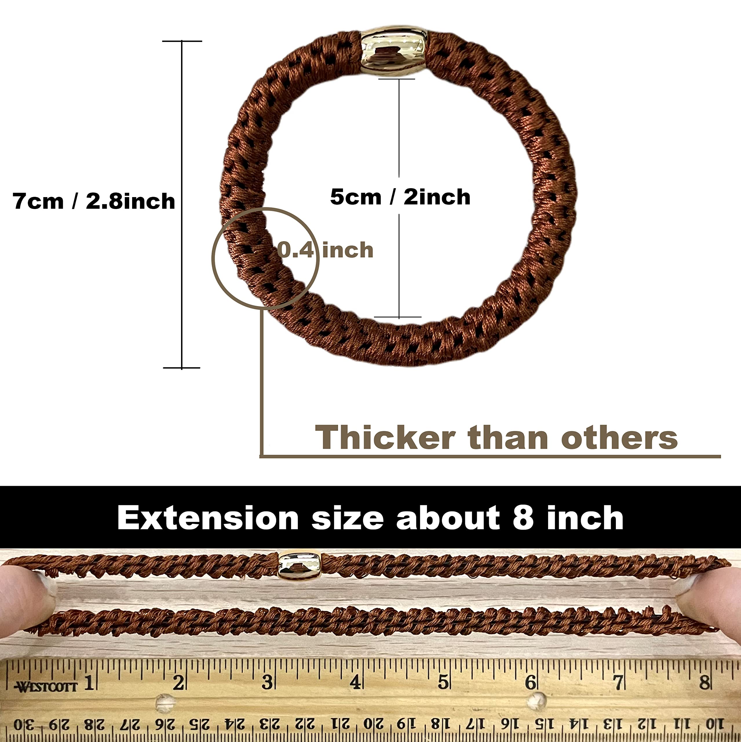 Tanha hair ties in yoga or running scene illustrate strong stretch and versatile use.