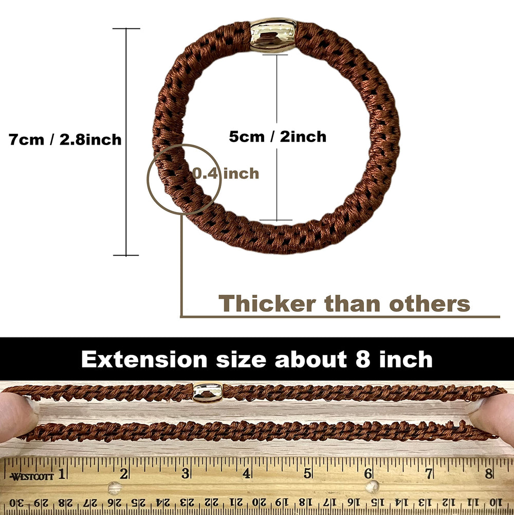 Tanha hair ties in yoga or running scene illustrate strong stretch and versatile use.