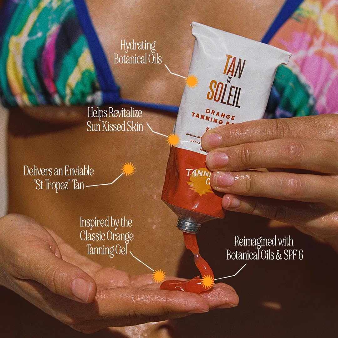 Tan De Soleil Orange Gel in sun exposure scenario with golden light