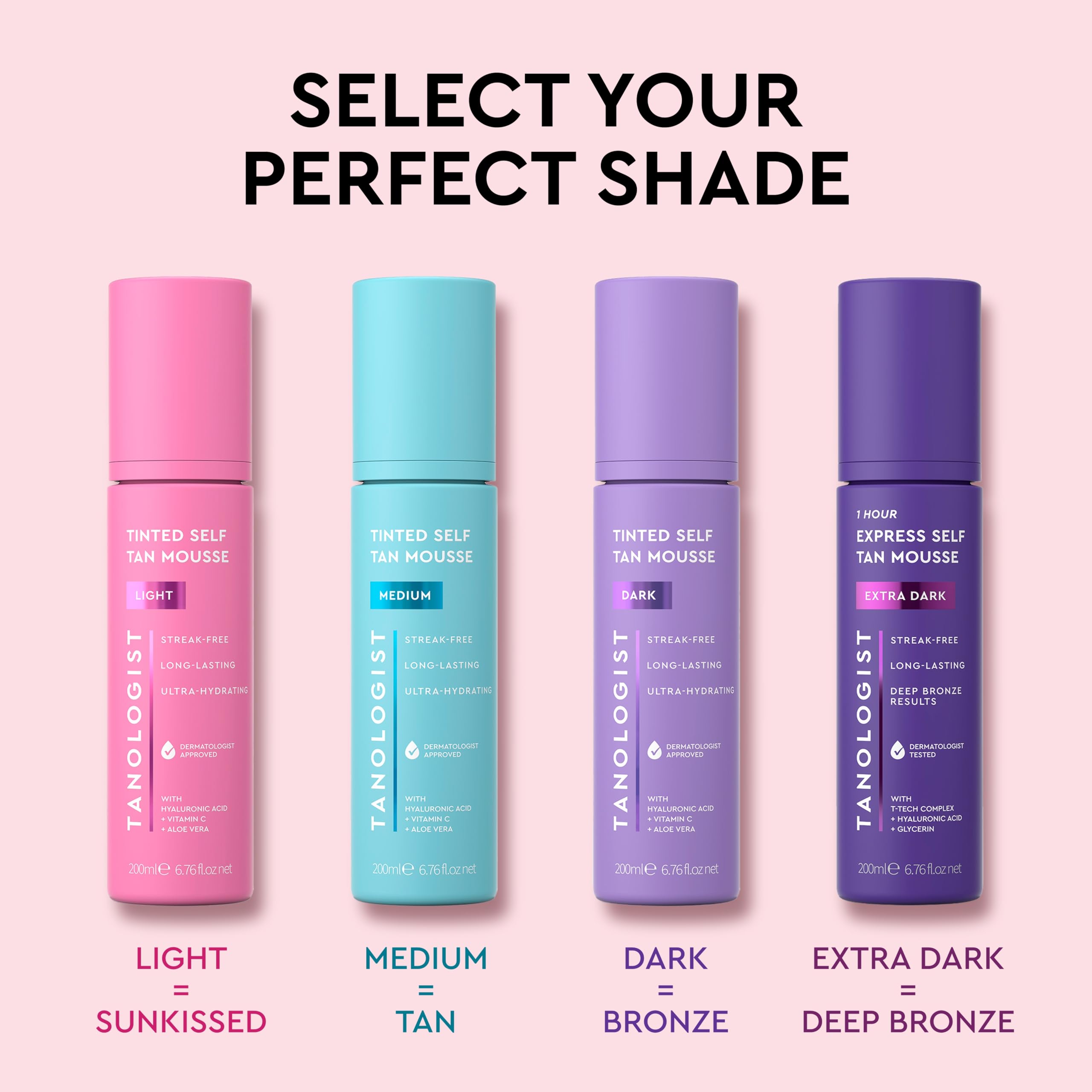 Tanologist Light Self Tan Mousse dries quickly to reduce wait time.