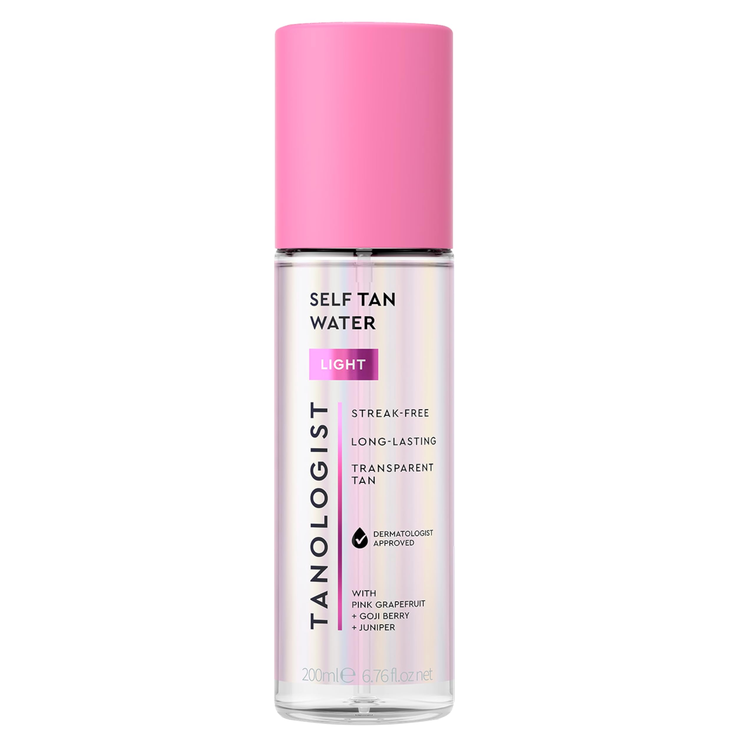 Tanologist Light Self Tan Water bottle pour shows mess-free application.