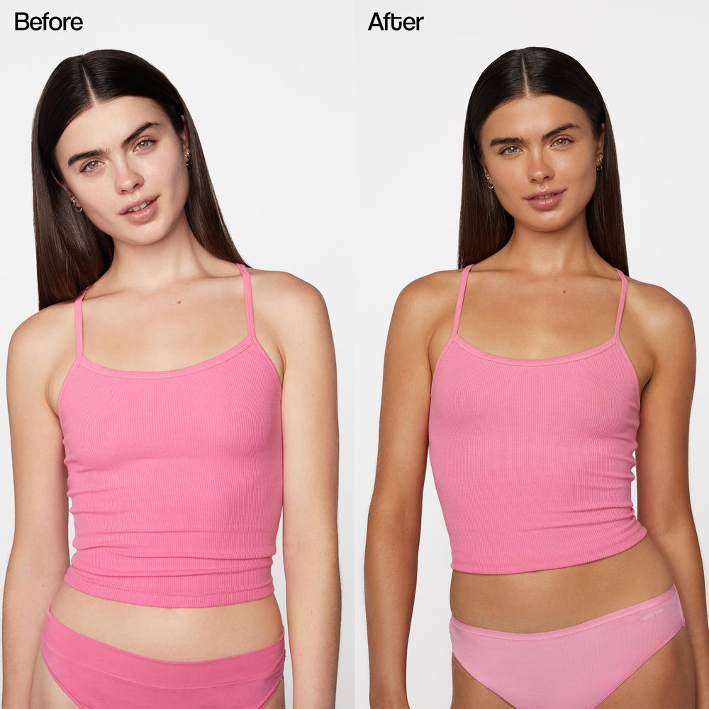 Tanologist self-tanner mitt in use for uniform, controlled body application.