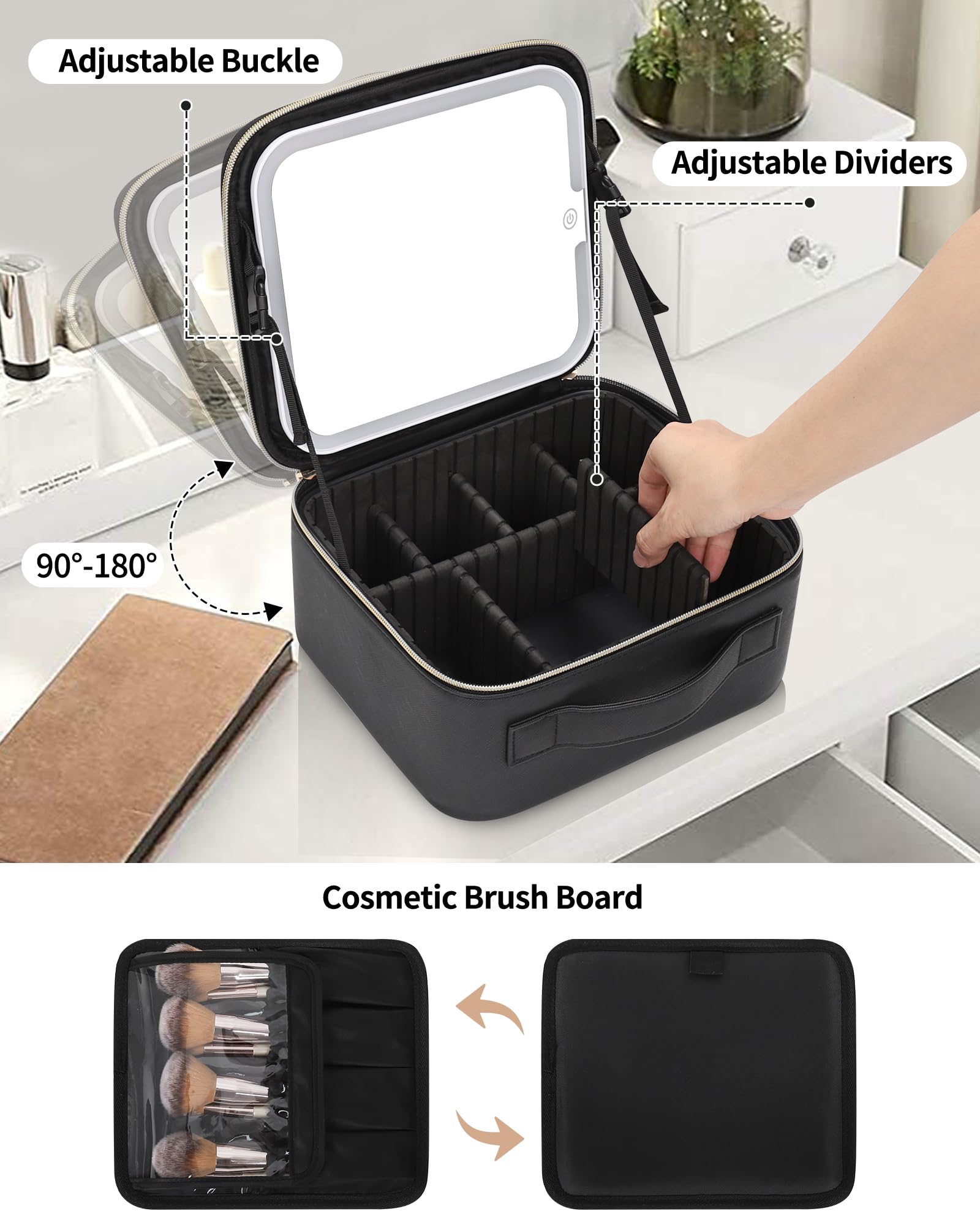 TANTO makeup bag built-in 2000mAh battery enables mobile lighting anywhere.