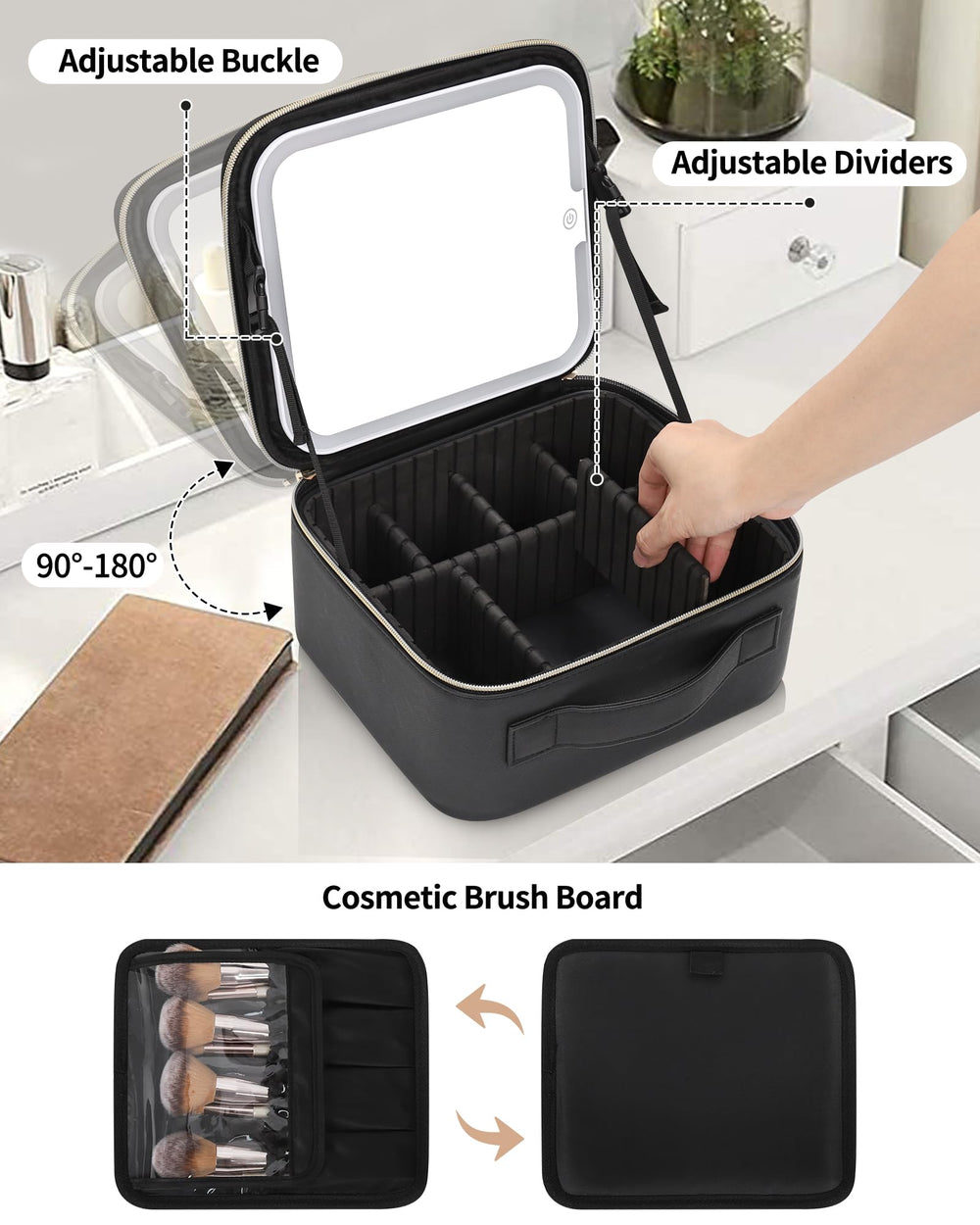 TANTO makeup bag built-in 2000mAh battery enables mobile lighting anywhere.