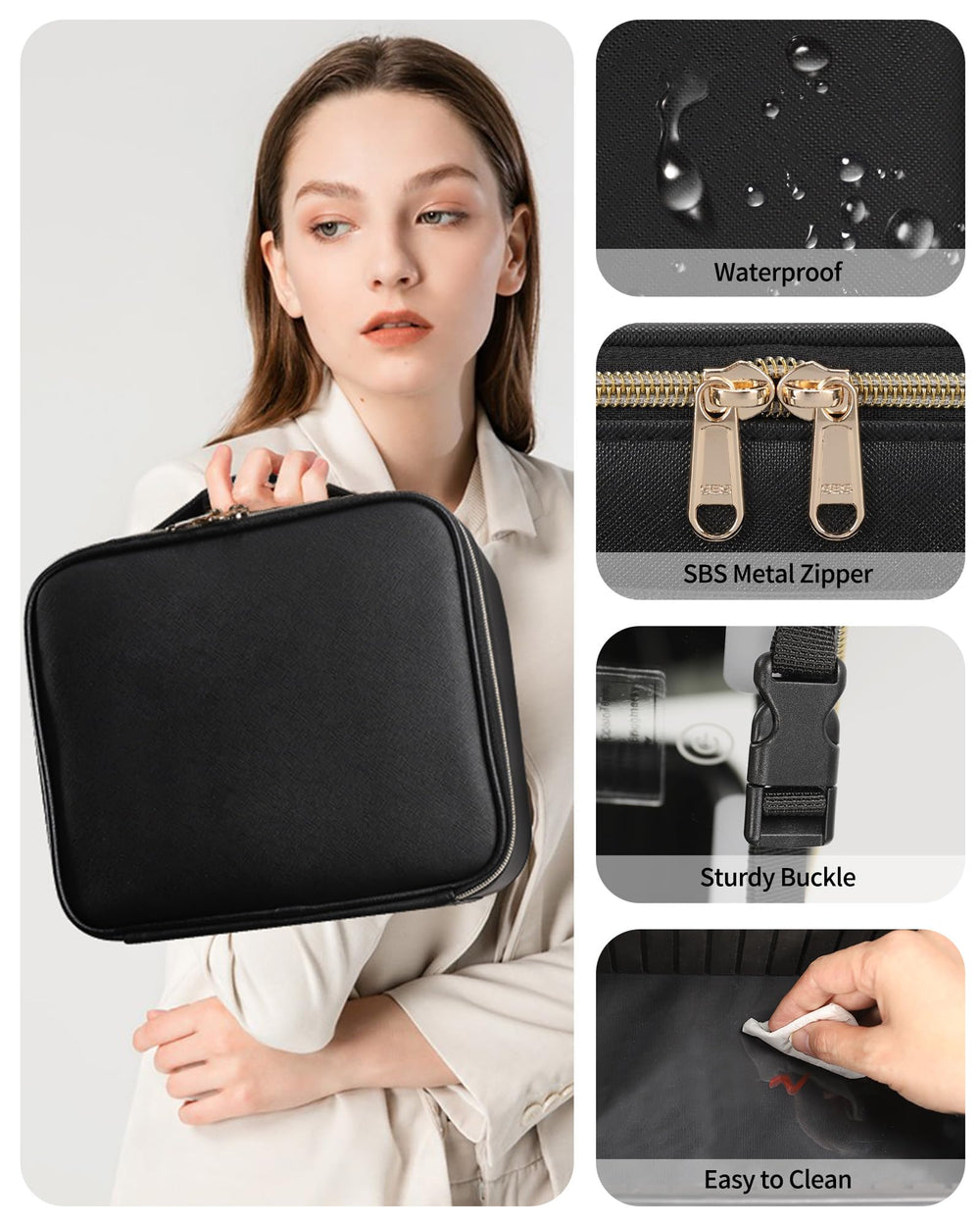 TANTO makeup bag travel-ready ergonomic handle for busy itineraries.