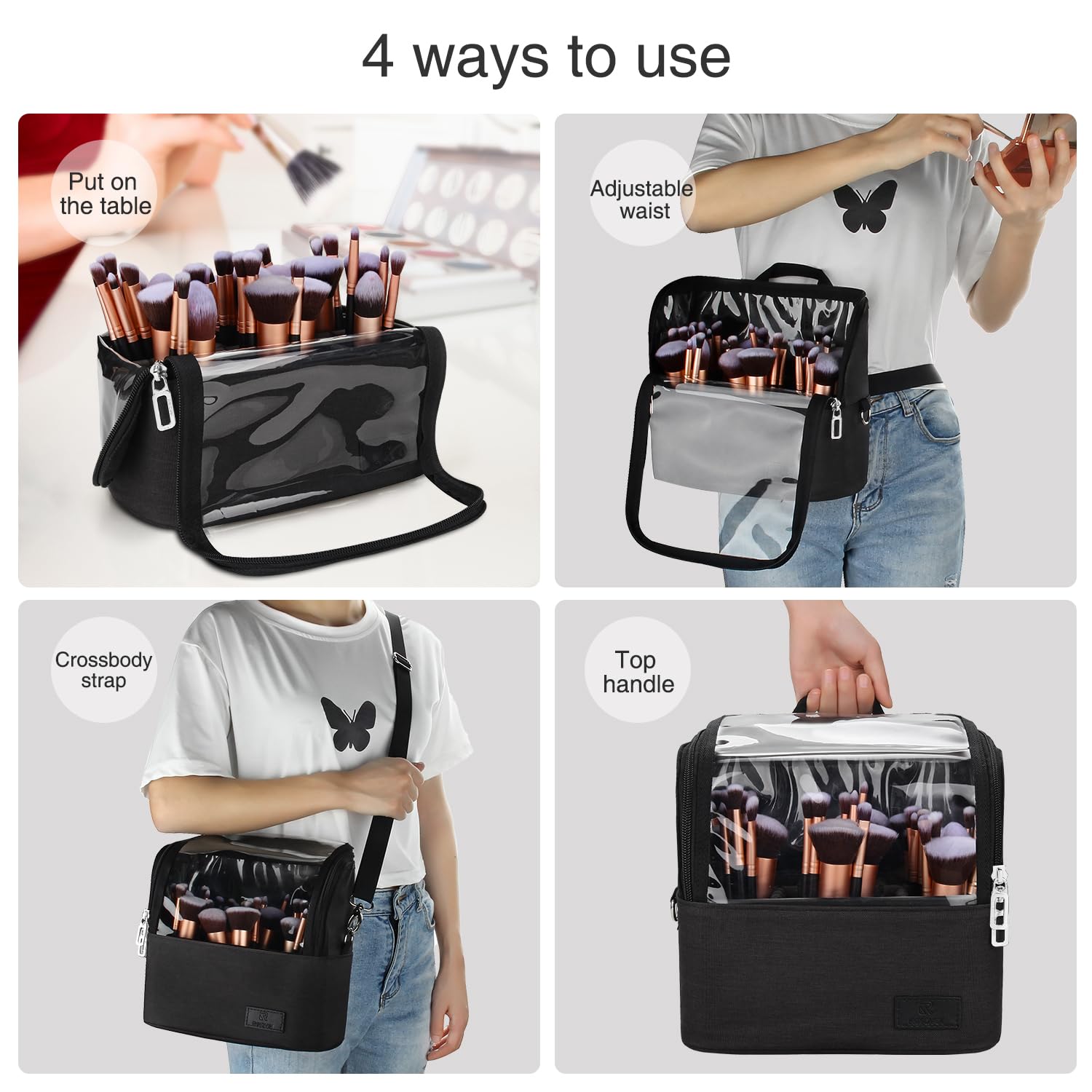 TANTO black makeup bag blends with gear while protecting contents.