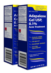 TARO Adapalene 0.1% USP Gel packaging close-up showing paraben-free formula for sensitive skin.