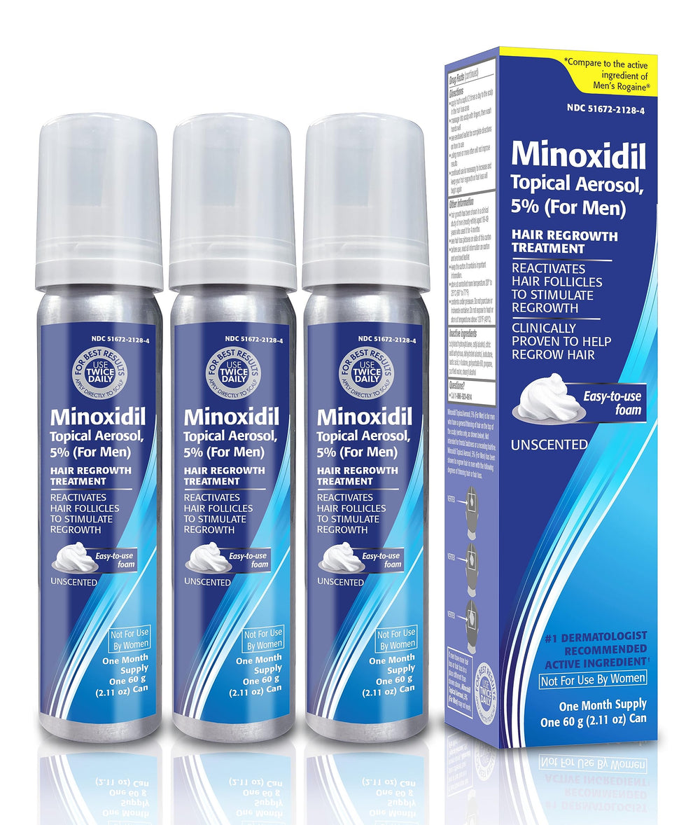 TARO Minoxidil foam aerosol pump enables easy scalp application.