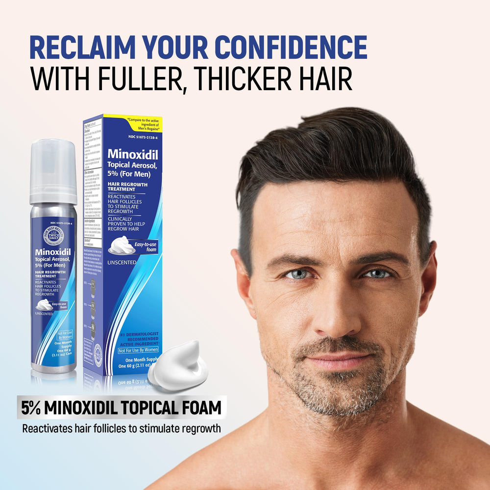 TARO minoxidil-foam-dispense-action demonstrates easy one-handed foam application