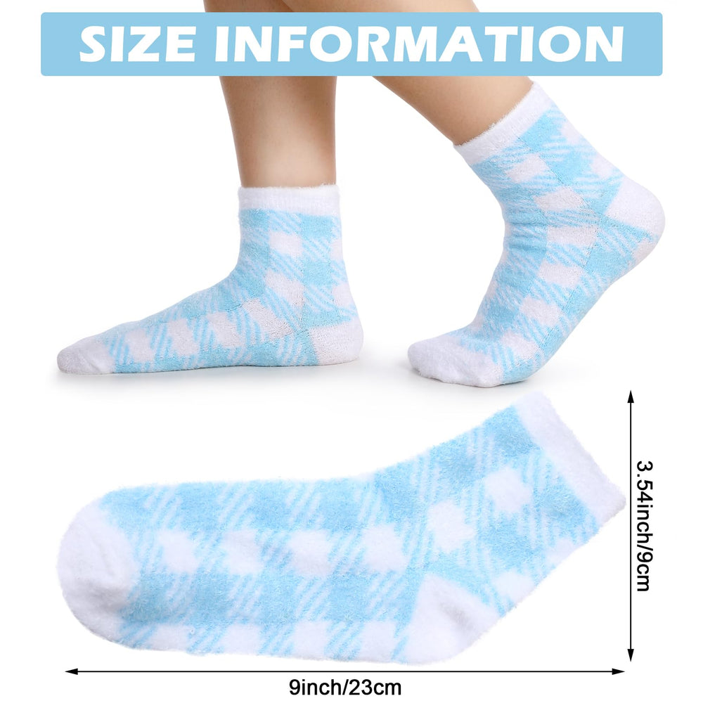 Tarpop Aloe Socks blue check style, cozy sleep wear for hydrating feet