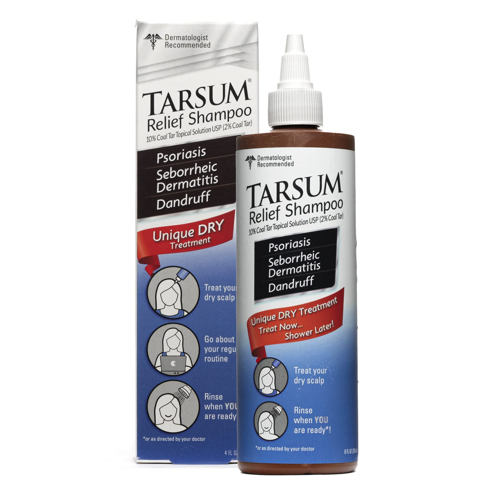 Tarsum Extra Strength Psoriasis flaky scalp texture close-up illustrates relief potential.