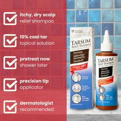 Tarsum Extra Strength Psoriasis Shampoo lather on scalp highlights exfoliating action.