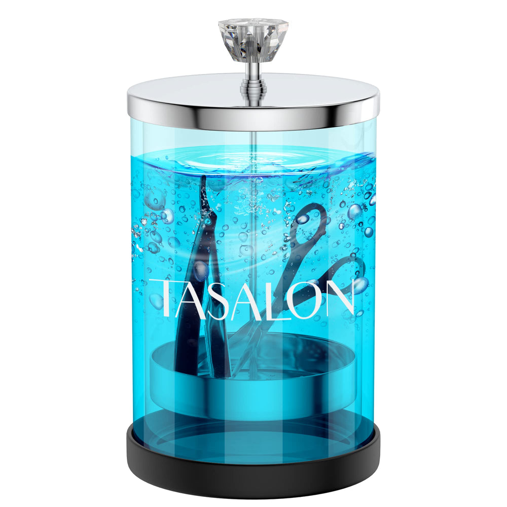 TASALON barber jar glass-cap highlights durable tool soaking and clear visibility