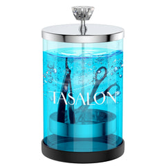 TASALON barber jar glass-cap highlights durable tool soaking and clear visibility