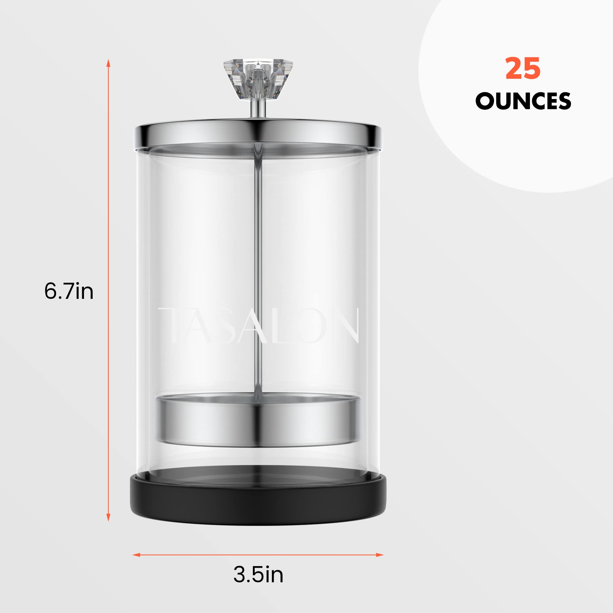 TASALON barber jar non-slip-base keeps the glass steady on counters for steady workflow