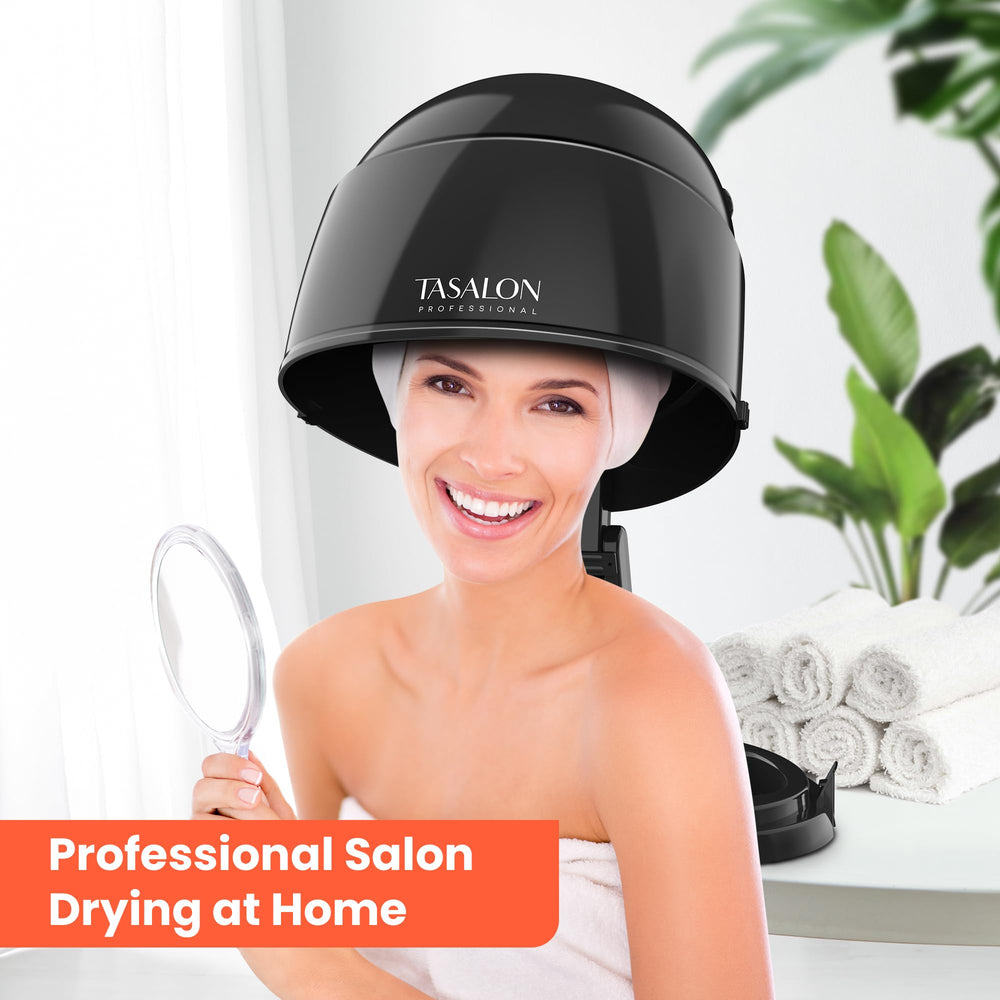 TASALON hands-free setup enables multitasking during drying.
