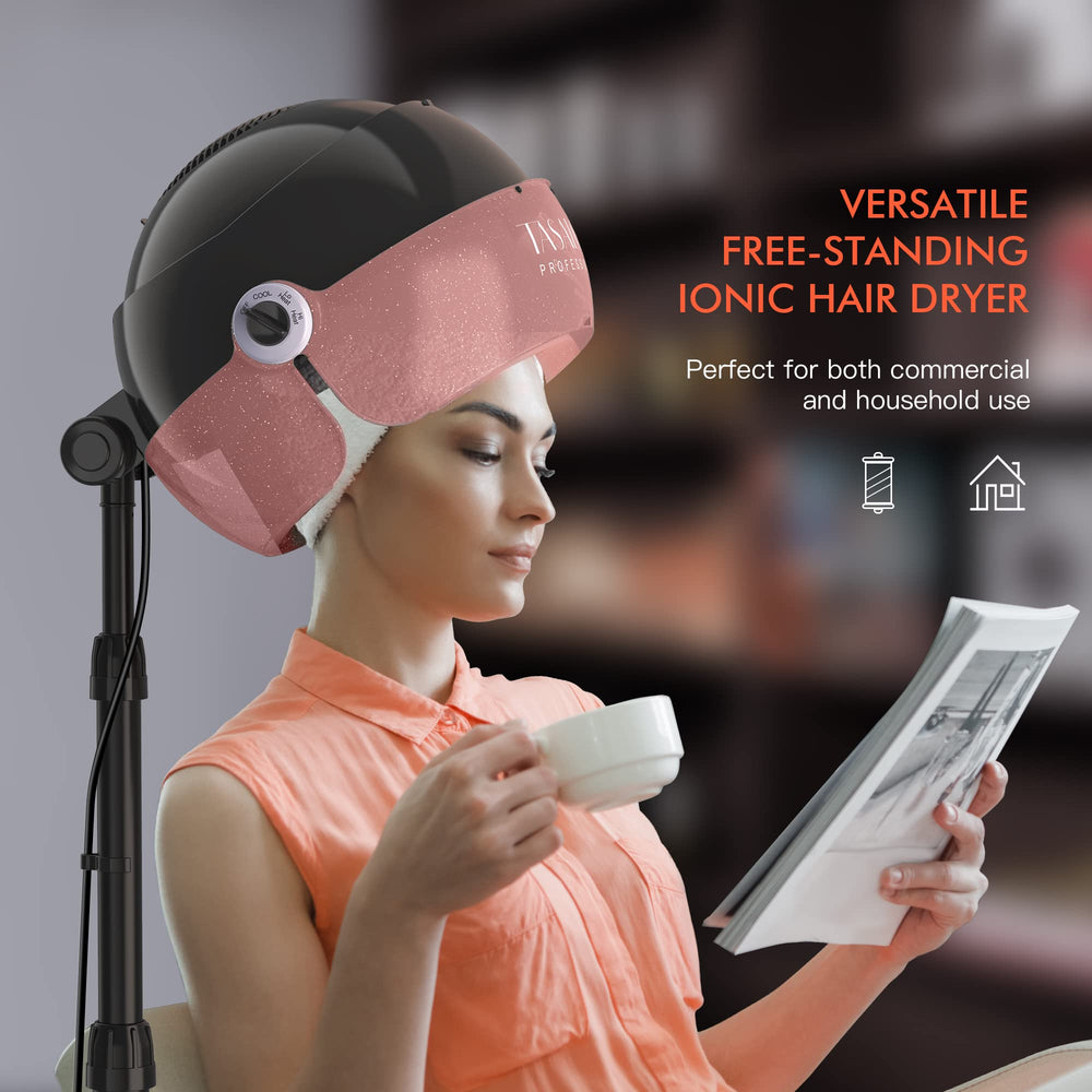 TASALON Ionic Hooded Hair Dryer in use demonstrates versatile styling at professional speed.