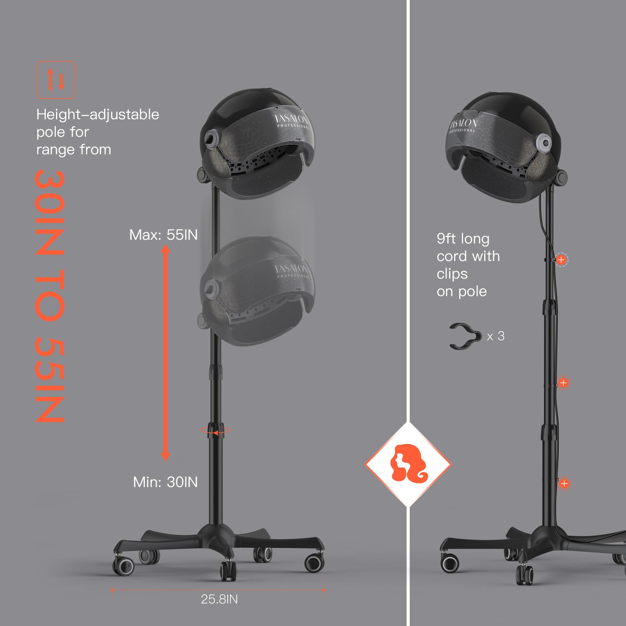 TASALON large hood accommodates big rollers for complex styling.