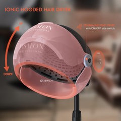 TASALON Ionic Hooded Hair Dryer pink glitter detail adds stylish styling while drying.