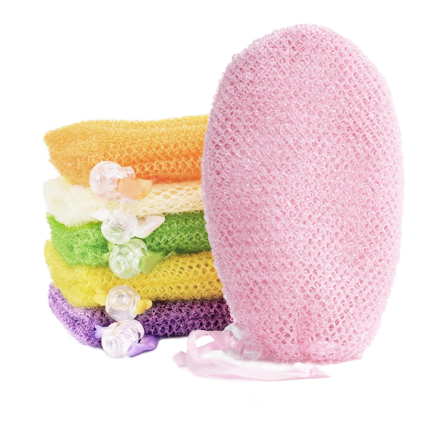 TaShow 6-pack mesh soap bags colorful set for rich lather and gentle exfoliation