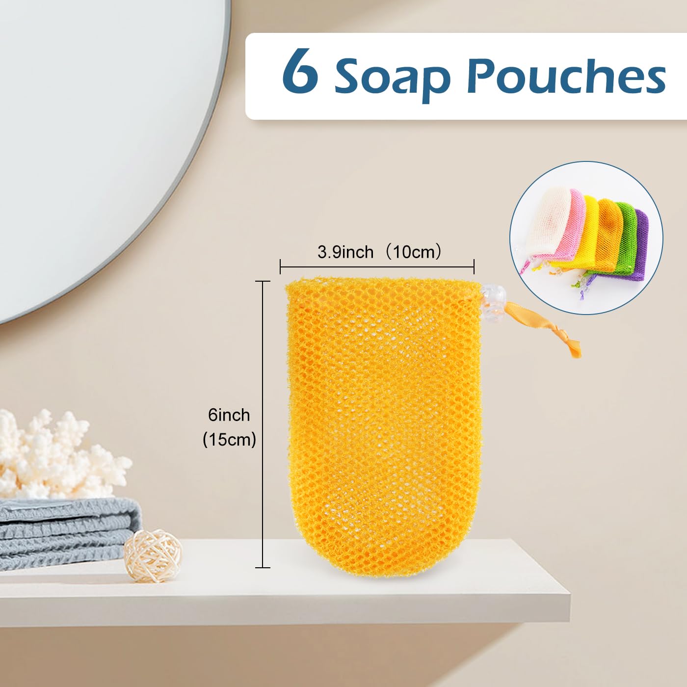 TaShow mesh soap bags with drawstring closure for secure soap and quick drying