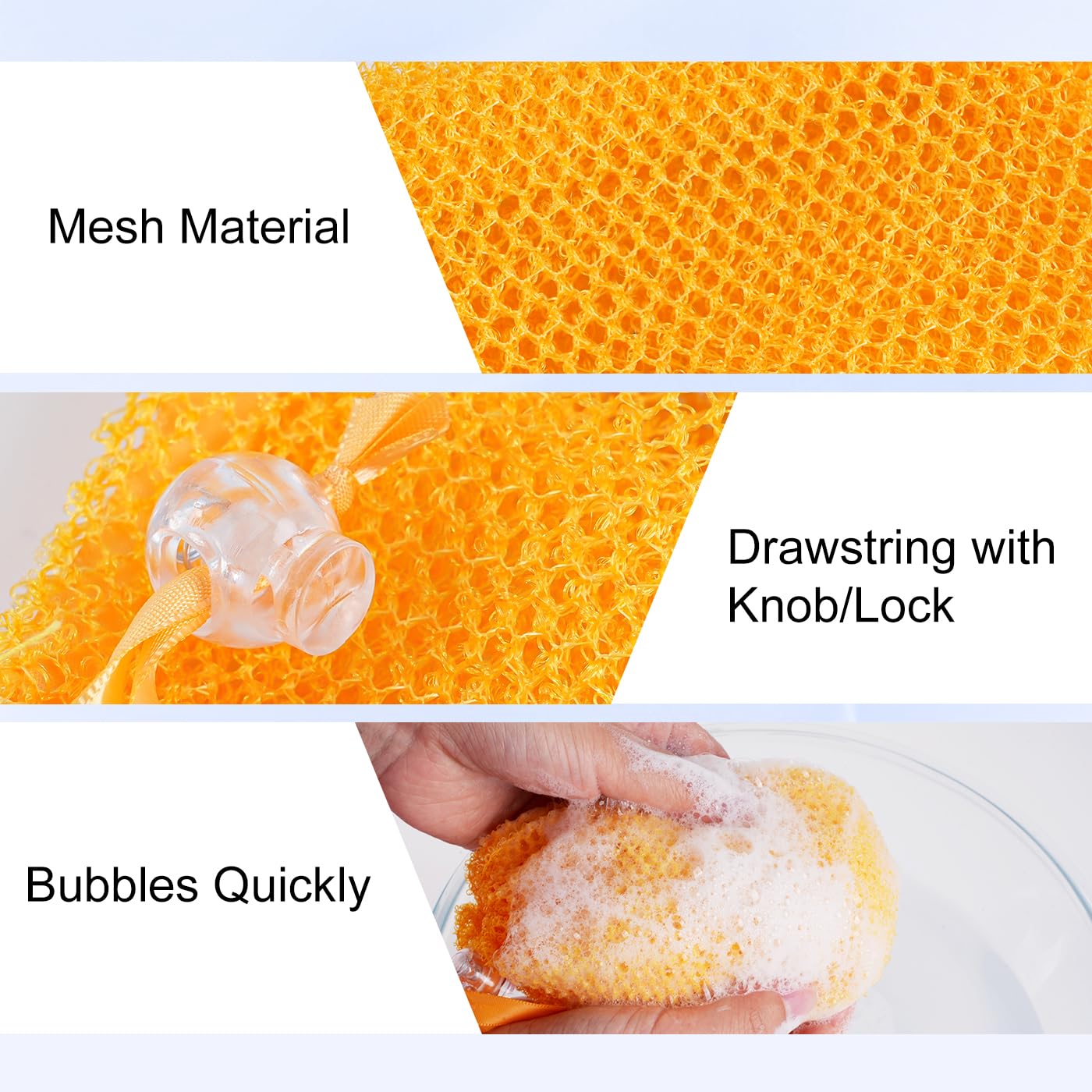 TaShow colorful soap saver bag hanging on hook for tidy bath storage