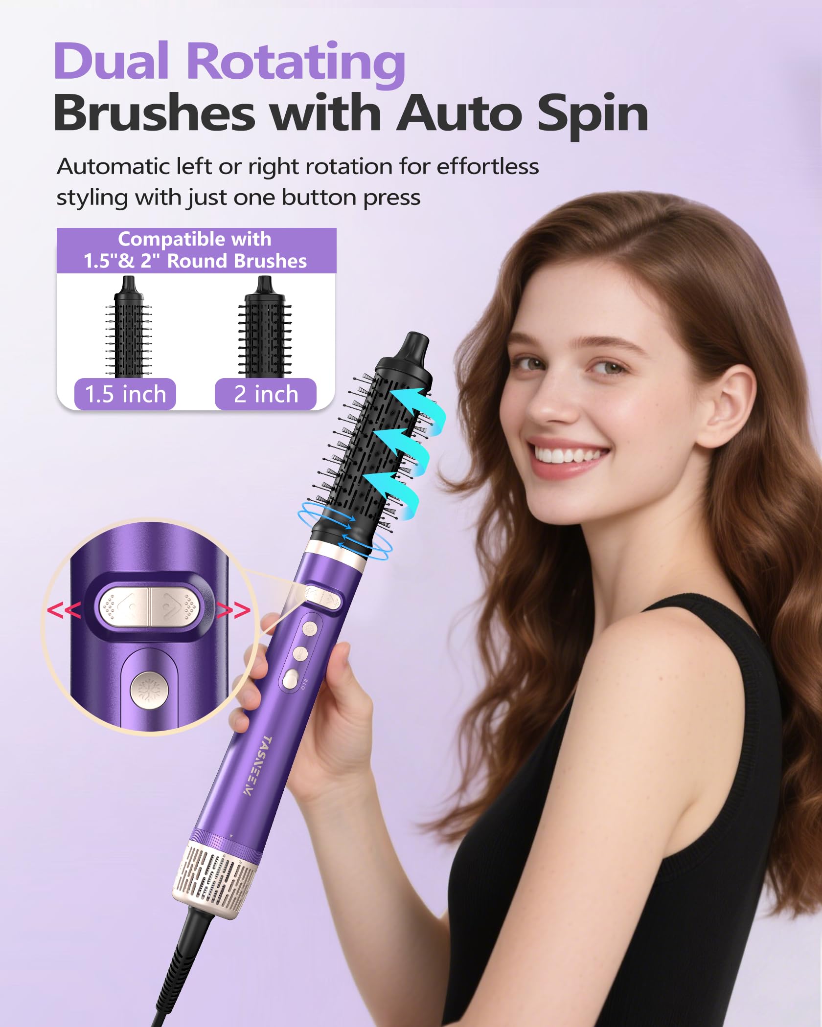 Tasneem auto-wrap curlers left and right for effortless curls with minimal heat