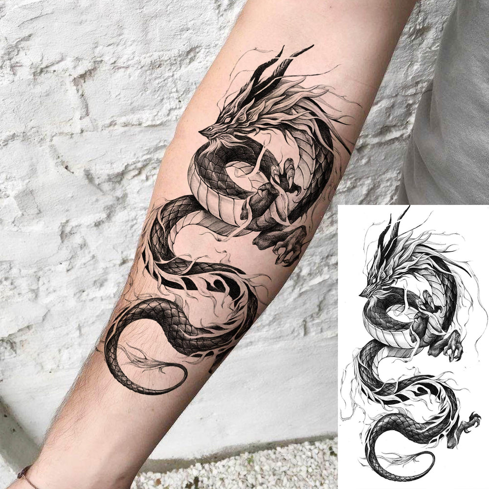 tasroi black dragon tattoos feature realistic patterns for convincing temporary body art