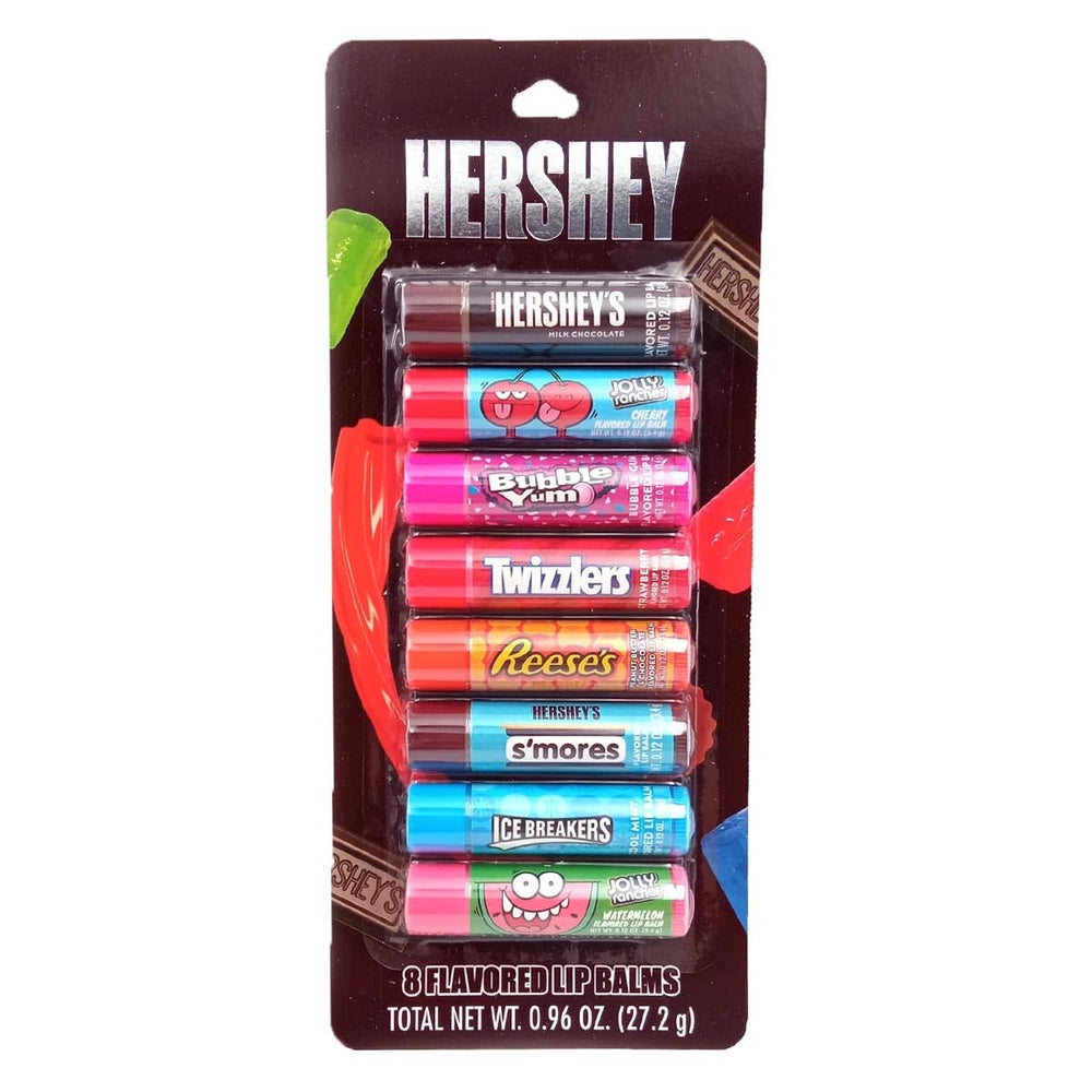 Taste Beauty Hershey lip balms in colorful tubes for daily moisture.