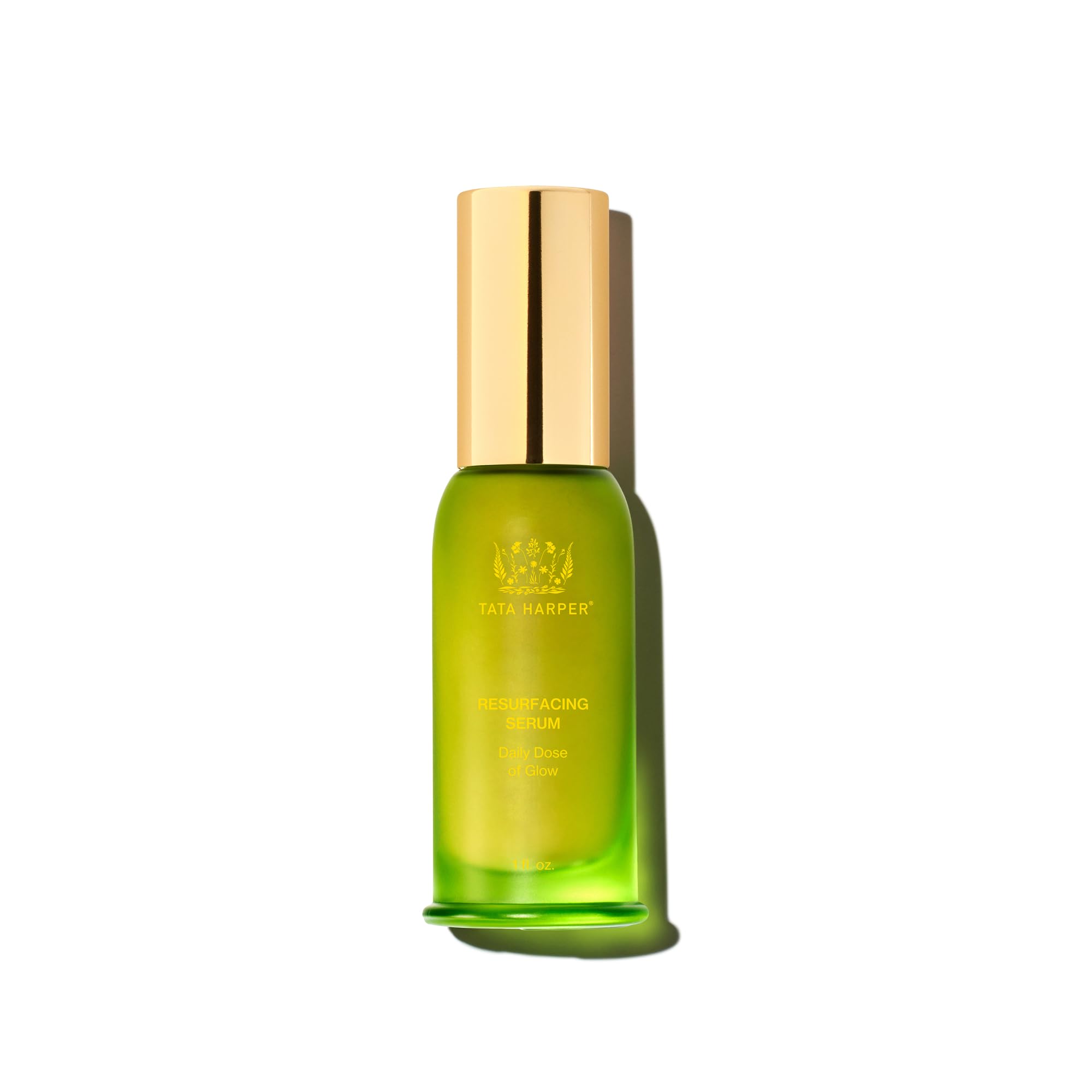 Tata Harper Resurfacing Serum bottle closeup for a luxe daily glow ritual.