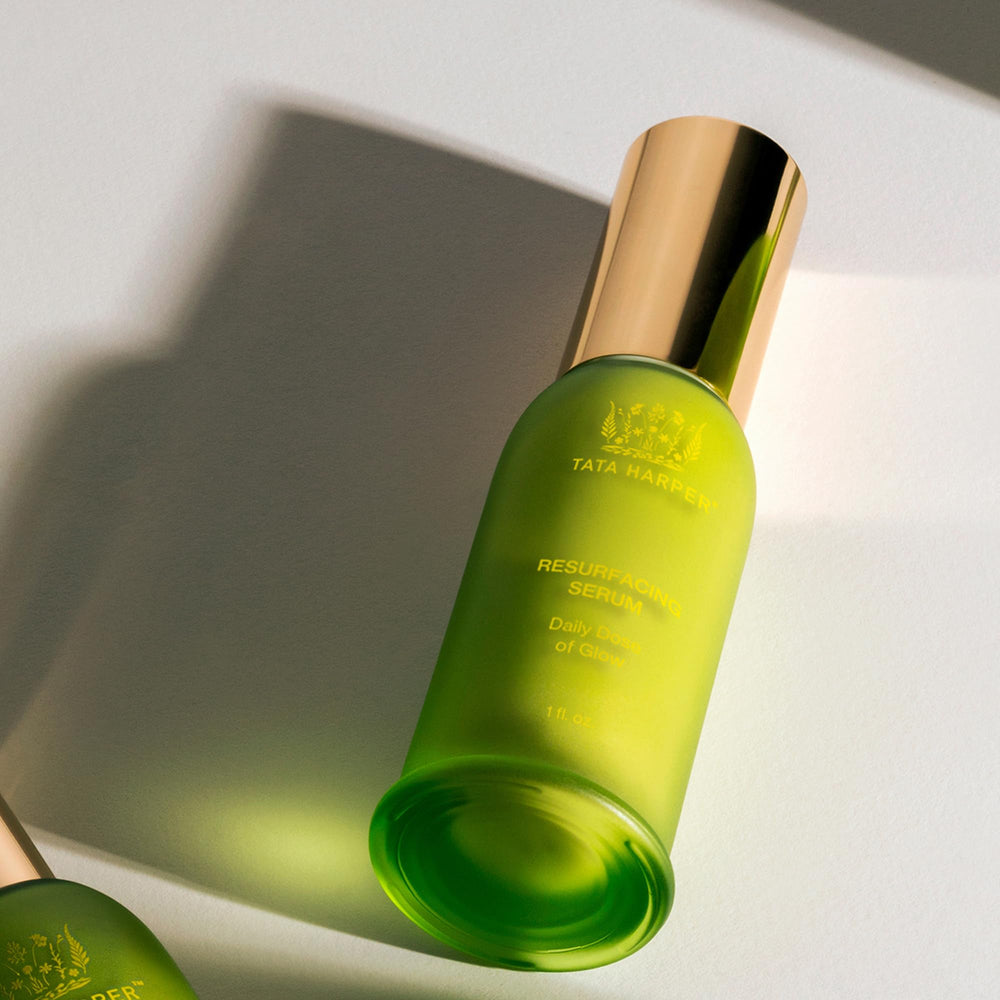 Tata Harper Resurfacing Serum on a clean vanity for daily use.