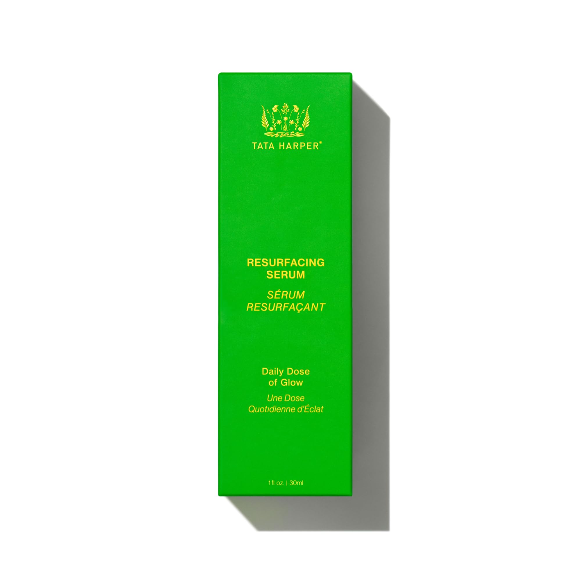 Tata Harper Resurfacing Serum packaging and label closeup.
