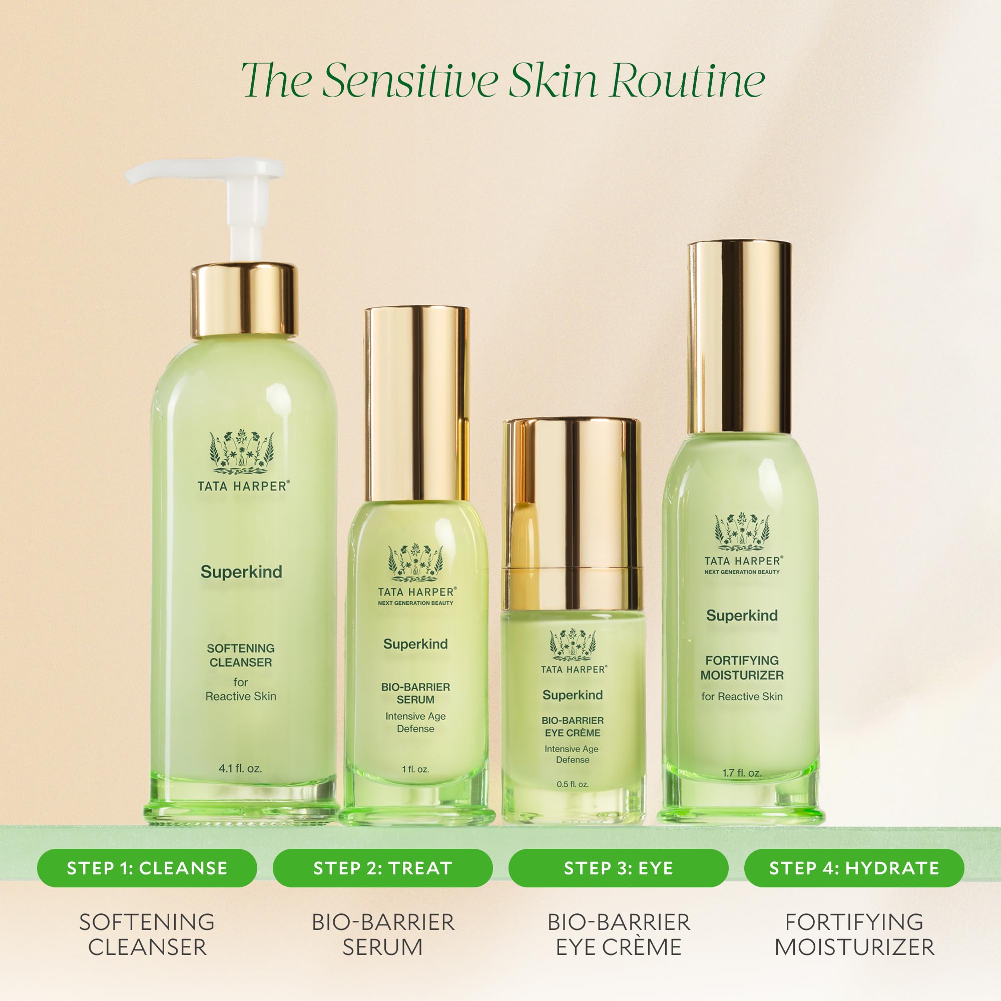 Tata Harper Superkind Softening Cleanser daily routine image conveys easy morning cleanse.