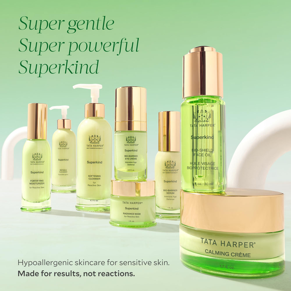 Tata Harper Superkind Softening Cleanser fragrance-free label communicates minimal irritants for fragrance-sensitive users.
