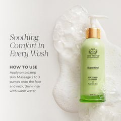 Tata Harper Superkind Softening Cleanser texture cream-foam illustrates non-stripping cleanse for sensitive skin.