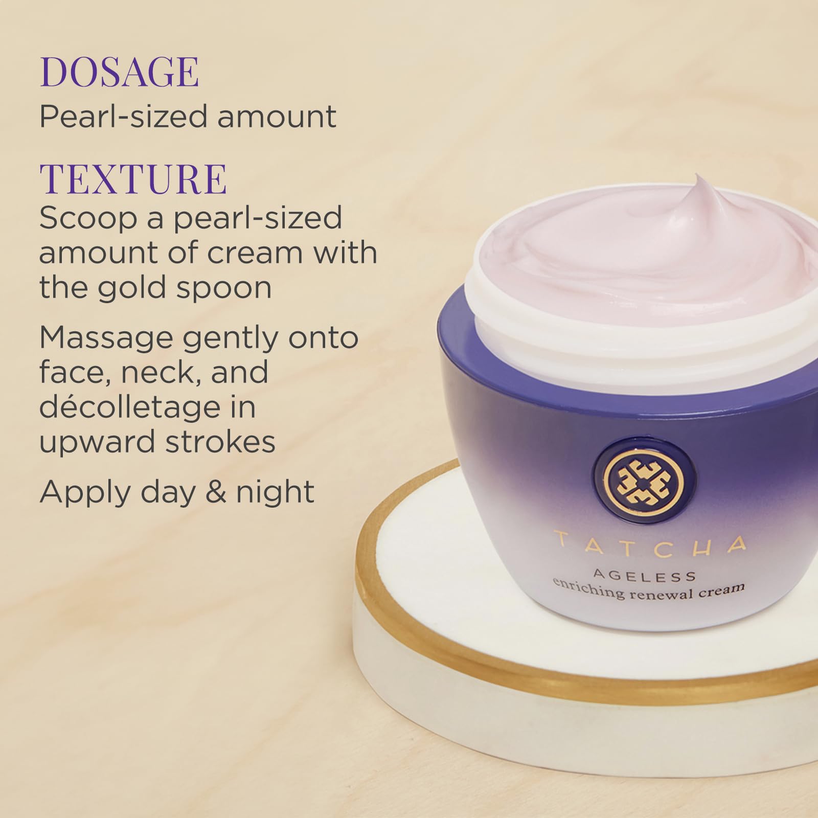 TATCHA Ageless Enriching Renewal Cream product application scene showcasing quick, luxurious nourishment.