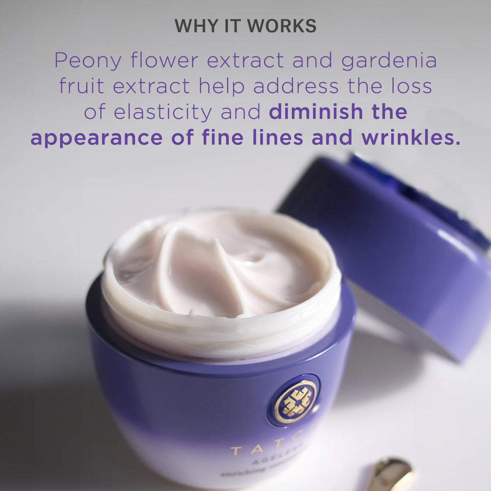 TATCHA Ageless Enriching Renewal Cream packaging shot emphasizing premium jar and elegant design.