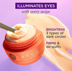TATCHA Brightening Eye Cream texture swirl demonstrates smooth, fast-absorbing formula for under-eye care.