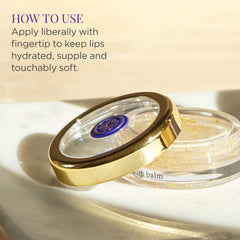Tatcha Camellia Gold Spun Lip Balm shimmering finish enhances natural lip radiance.