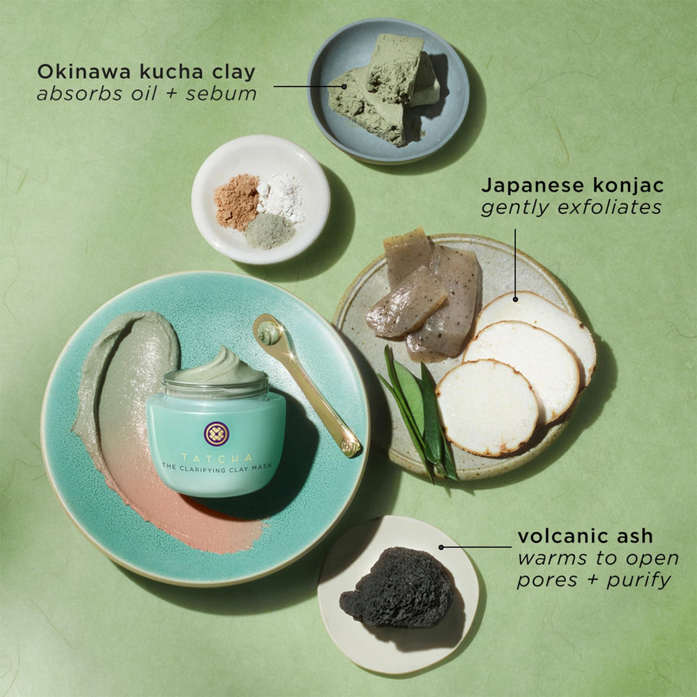 TATCHA Clarifying Clay Mask’s hydrating formula leaves balanced, refreshed skin.