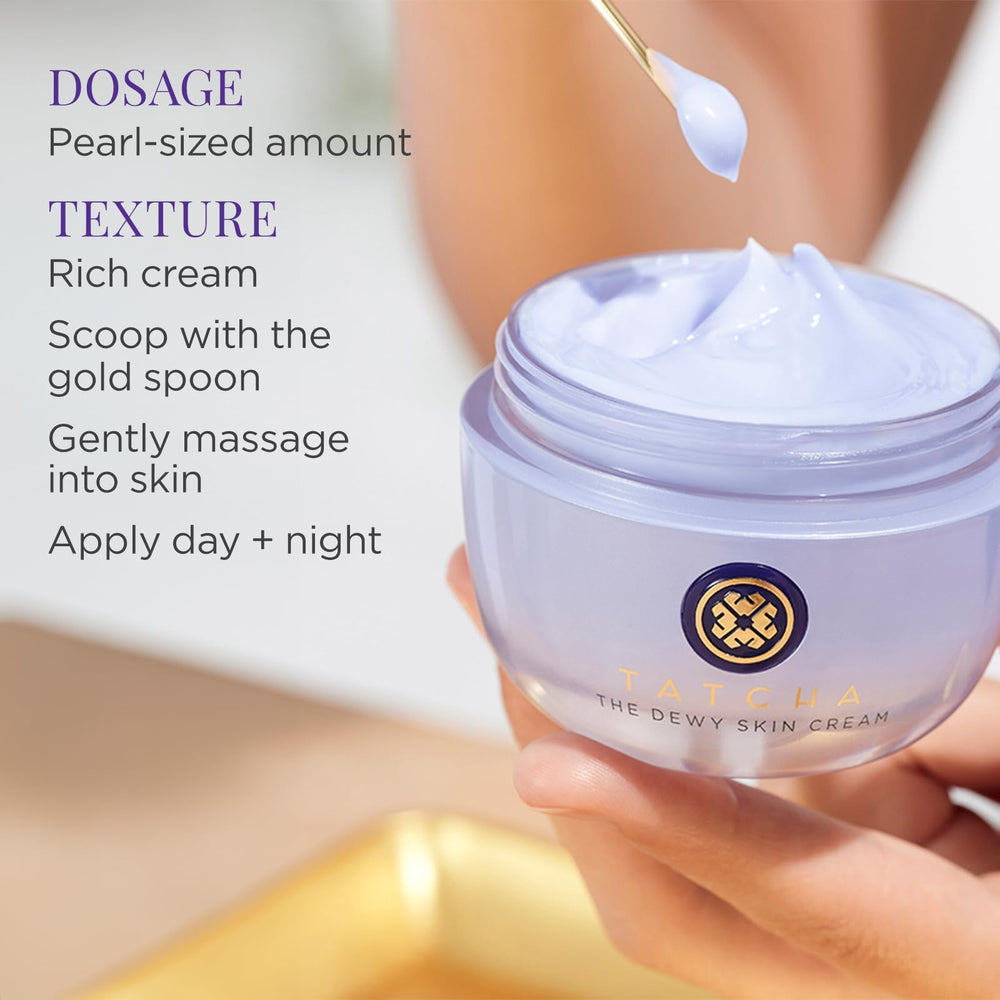 TATCHA Dewy Skin Cream closeup showing luxurious texture and dewy finish